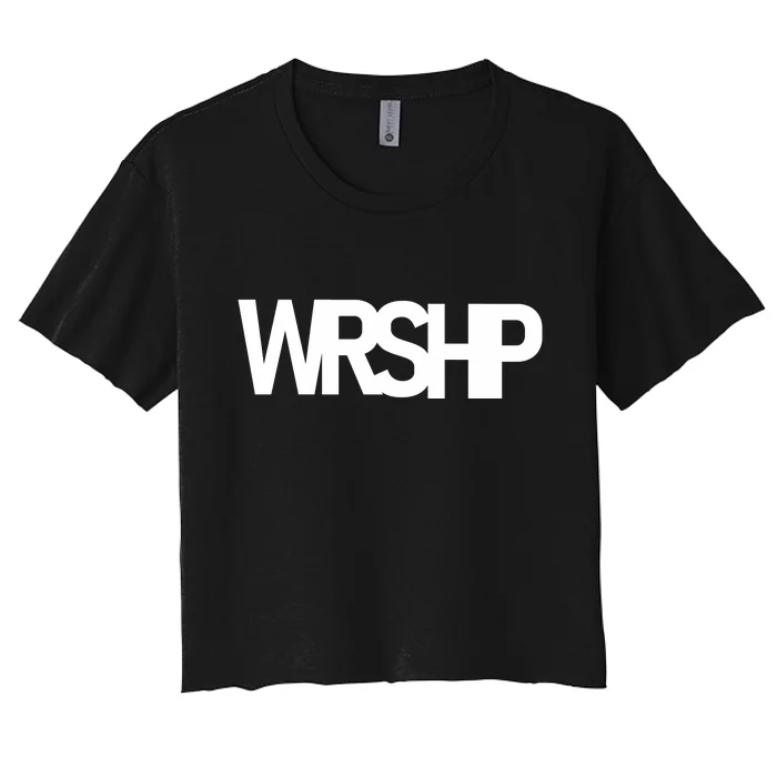 WRSHP Logo Worship Christian Women's Crop Top Tee