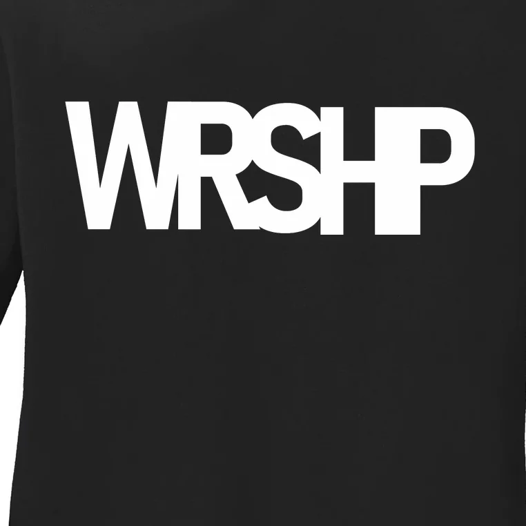 WRSHP Logo Worship Christian Ladies Long Sleeve Shirt