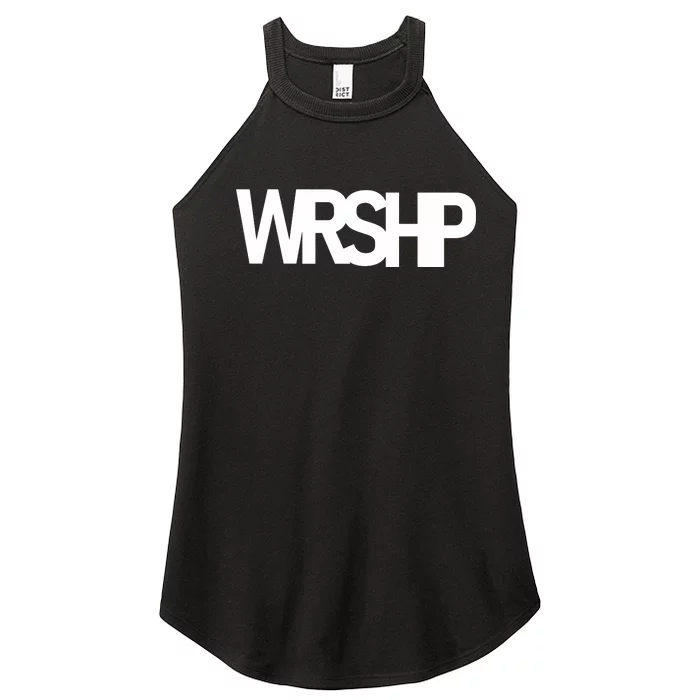 WRSHP Logo Worship Christian Women’s Perfect Tri Rocker Tank