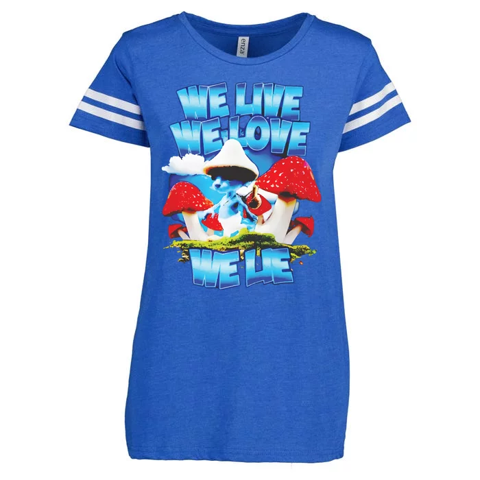 We Live We Love We Lie Smurf Cat Enza Ladies Jersey Football T-Shirt