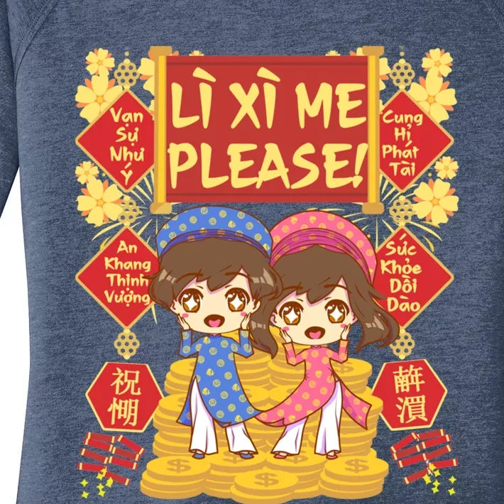 Want Li Xi Me Please Vietnamese Lunar New Year Gift Women's Perfect Tri Tunic Long Sleeve Shirt