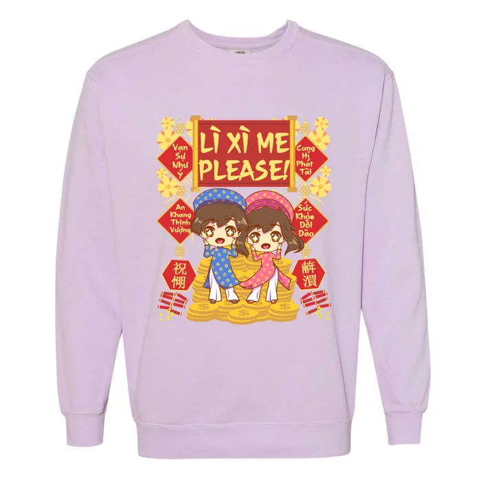 Want Li Xi Me Please Vietnamese Lunar New Year Gift Garment-Dyed Sweatshirt