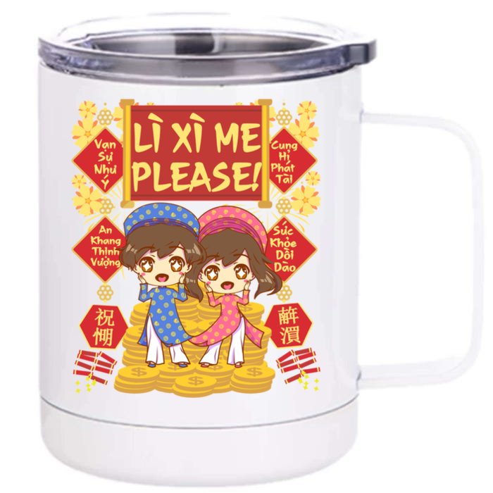 Want Li Xi Me Please Vietnamese Lunar New Year Gift Front & Back 12oz Stainless Steel Tumbler Cup