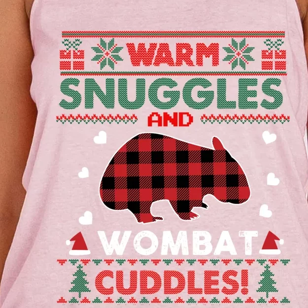 Wombat Lovers Xmas Funny Gift Cute Wombat Christmas Ugly Gift Women's Knotted Racerback Tank