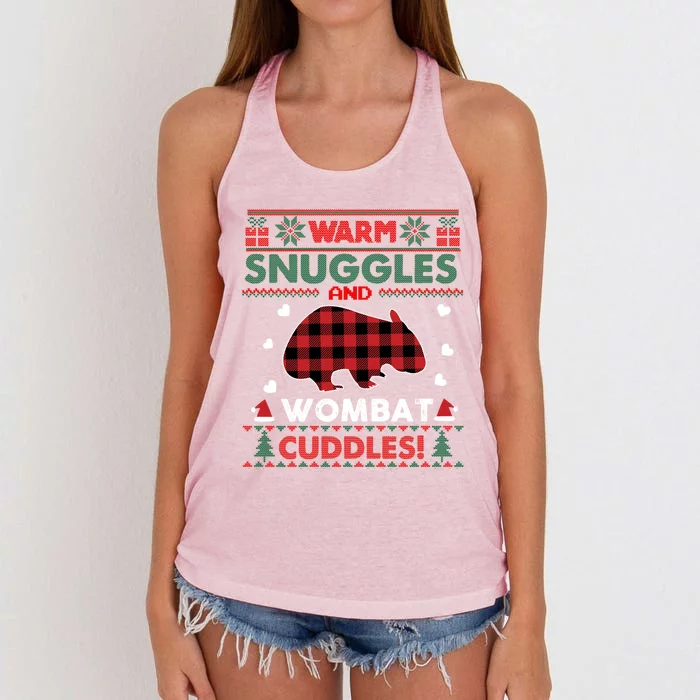 Wombat Lovers Xmas Funny Gift Cute Wombat Christmas Ugly Gift Women's Knotted Racerback Tank