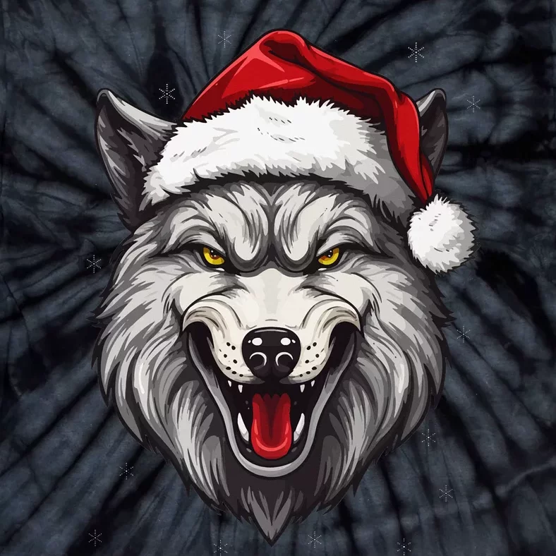 Wolf Lover Xmas Holiday Santa Wolf Christmas Tie-Dye T-Shirt