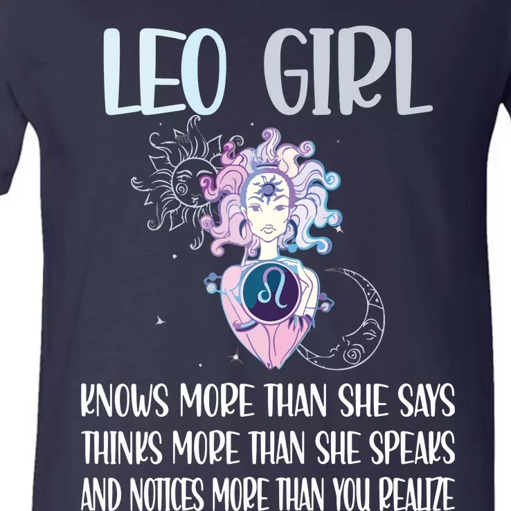 Womens Leo Zodiac Sign Girl Leo Horoscope Astrology July August V-Neck T-Shirt