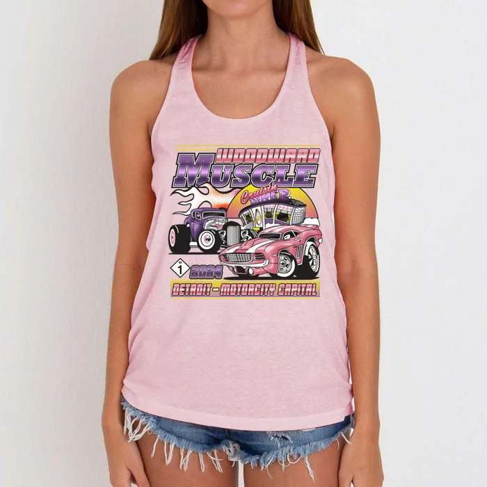 Woodward Muscle 2024 Pink Purple Version Women's Knotted Racerback Tank