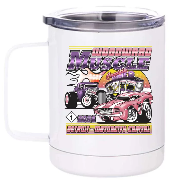 Woodward Muscle 2024 Pink Purple Version Front & Back 12oz Stainless Steel Tumbler Cup