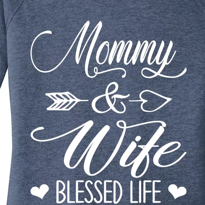 Wo Mommy And Wife Blessed Life Happy Mother's Day Gift Women's Perfect Tri Tunic Long Sleeve Shirt