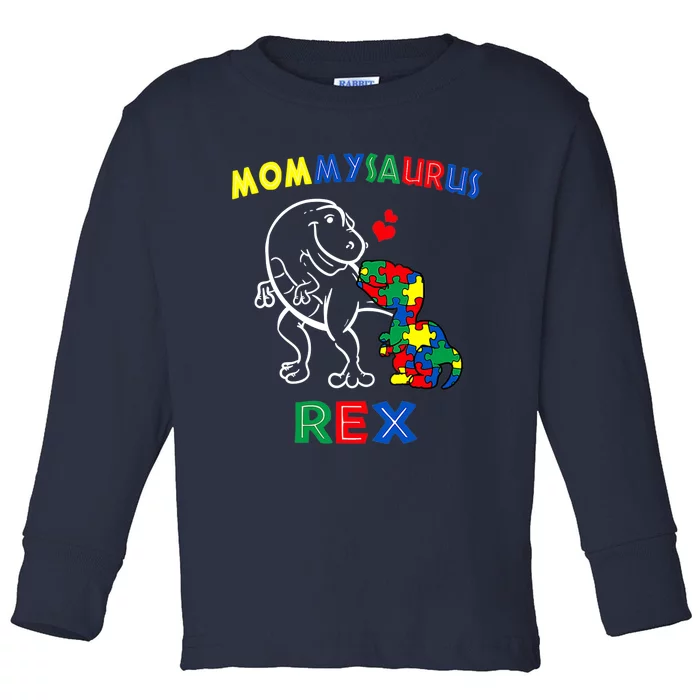 Wo Mommysaurus Autism Awareness Mother's Day Mommy Dinosaur Mom Toddler Long Sleeve Shirt