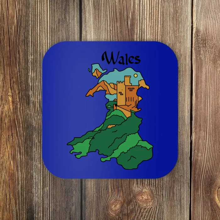 Welsh Map And Castle Heritage Pride Gift Coaster