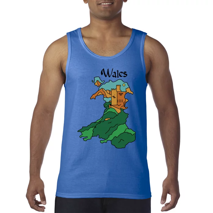 Welsh Map And Castle Heritage Pride Gift Tank Top