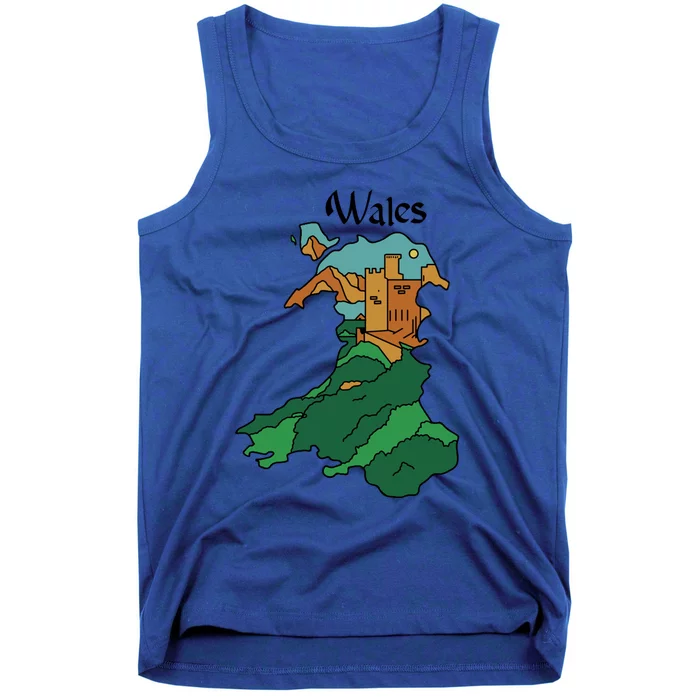 Welsh Map And Castle Heritage Pride Gift Tank Top