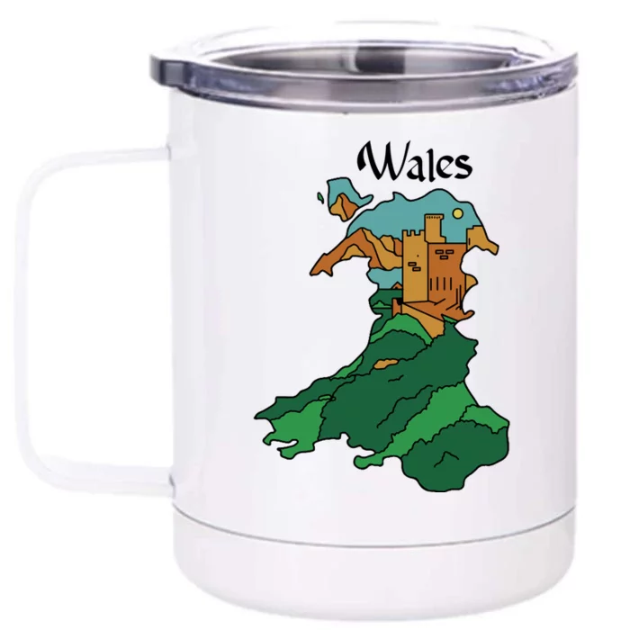 Welsh Map And Castle Heritage Pride Gift Front & Back 12oz Stainless Steel Tumbler Cup