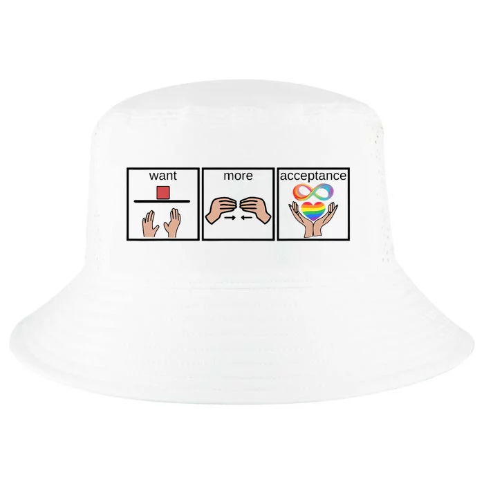 Want More Acceptance Sped Teacher Autism Awareness Month Cool Comfort Performance Bucket Hat