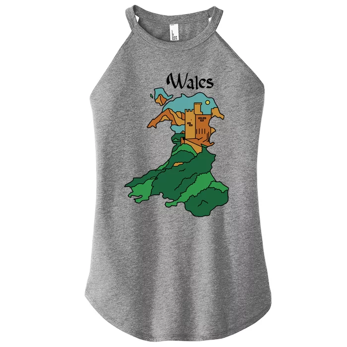 Welsh Map And Castle Heritage Pride Gift Women’s Perfect Tri Rocker Tank