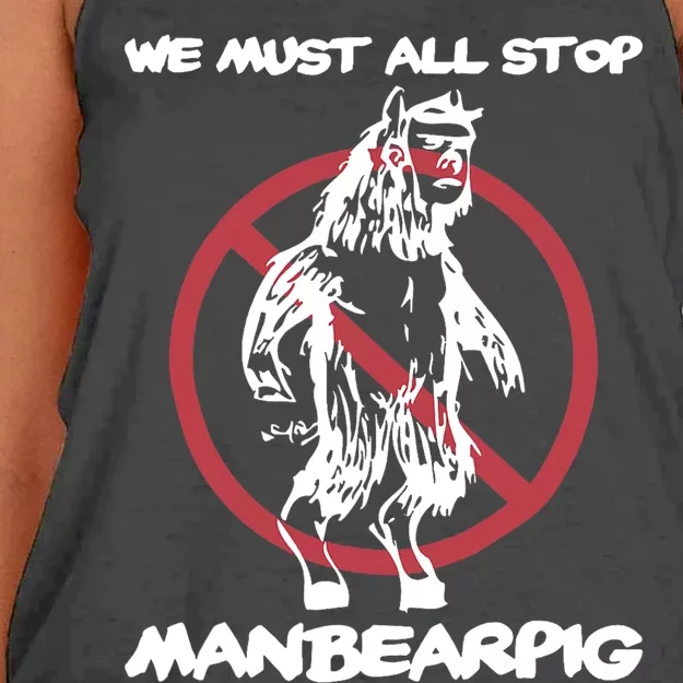 We Must All Stop Manbearpig Women's Knotted Racerback Tank