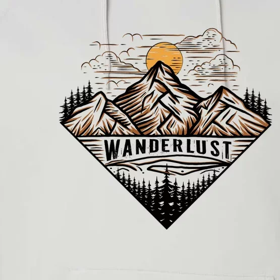 Wanderlust Mountain Adventure Graphic Performance Fleece Hoodie