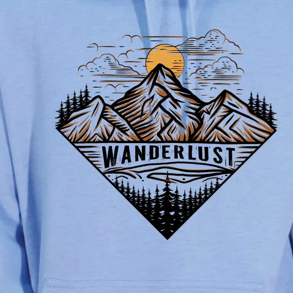 Wanderlust Mountain Adventure Graphic Unisex Surf Hoodie