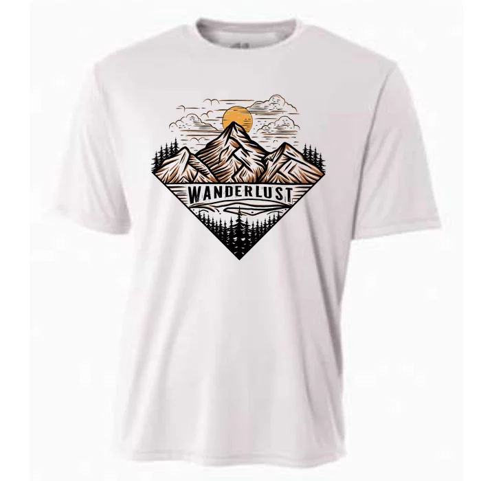 Wanderlust Mountain Adventure Graphic Cooling Performance Crew T-Shirt