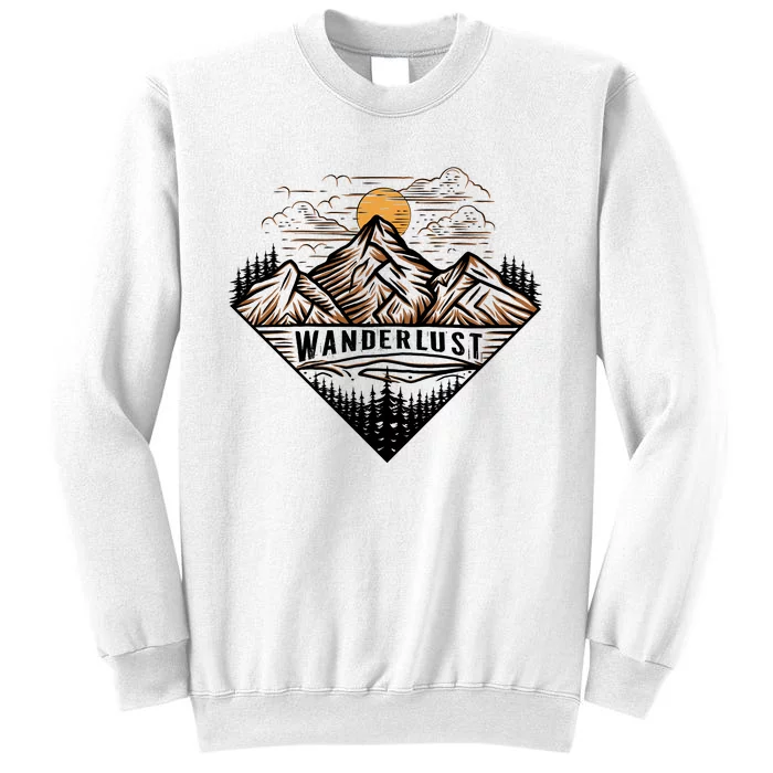 Wanderlust Mountain Adventure Graphic Sweatshirt