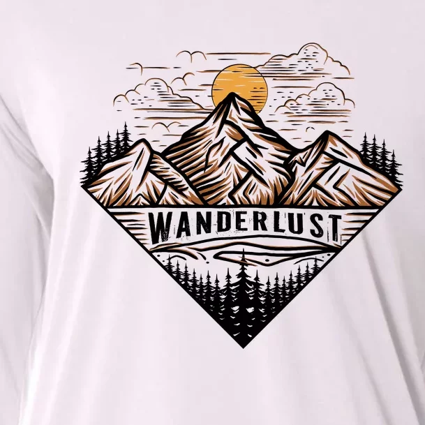 Wanderlust Mountain Adventure Graphic Cooling Performance Long Sleeve Crew