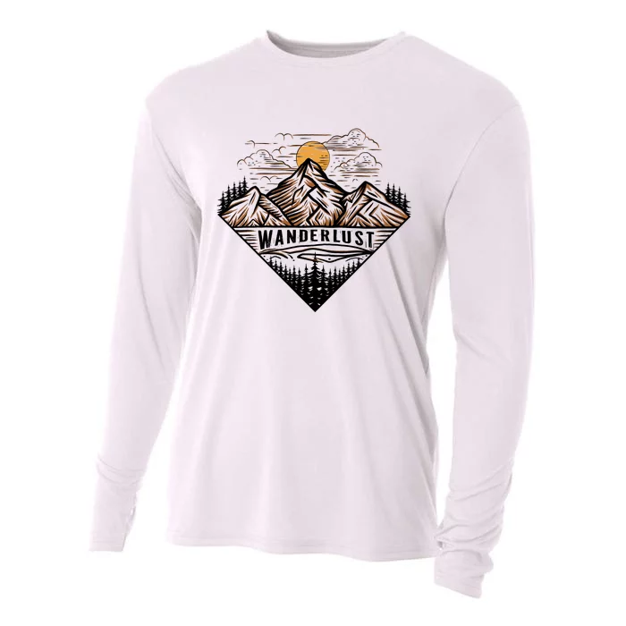 Wanderlust Mountain Adventure Graphic Cooling Performance Long Sleeve Crew