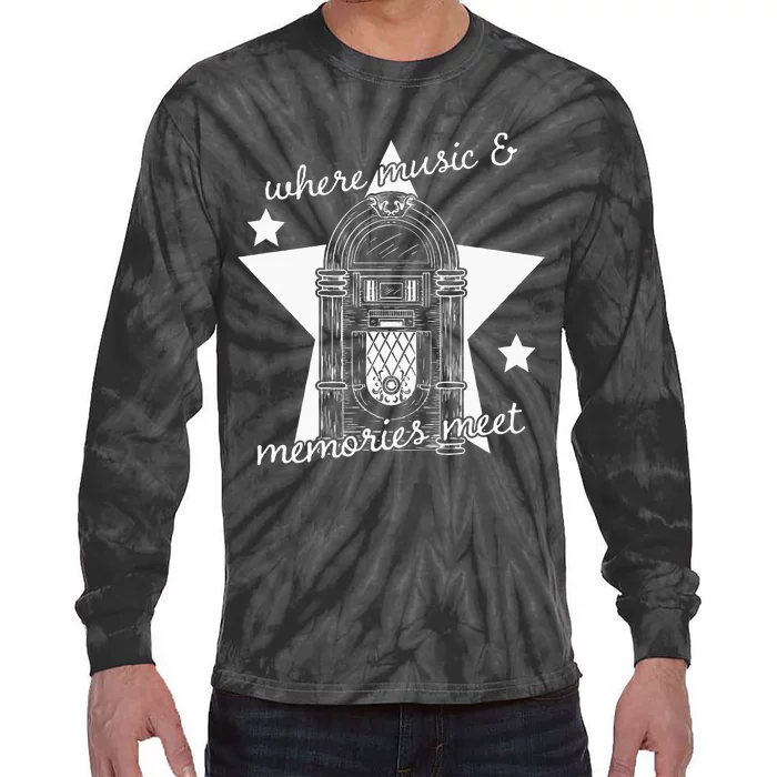 Where Music And Memories Meet Jukebox Listening Tie-Dye Long Sleeve Shirt