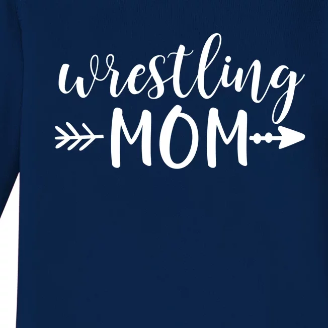 Wrestling Mom And Arrow In Black Text Wrestler Gift Acn074a Gift Baby Long Sleeve Bodysuit