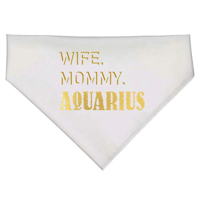 Wife Mommy Aquarius Zodiac Astrology Birthday February Black Great Gift USA-Made Doggie Bandana