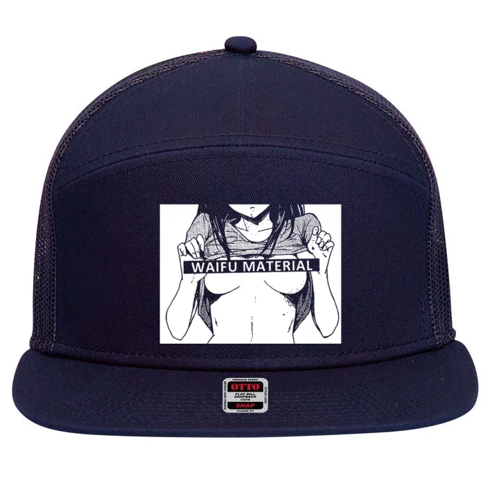 Waifu Material Anime Hentai Otaku 7 Panel Mesh Trucker Snapback Hat