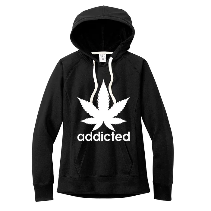 Weed Marijuana Addicted 420 Day Weed Leaf Vintage Retro Women's Fleece Hoodie