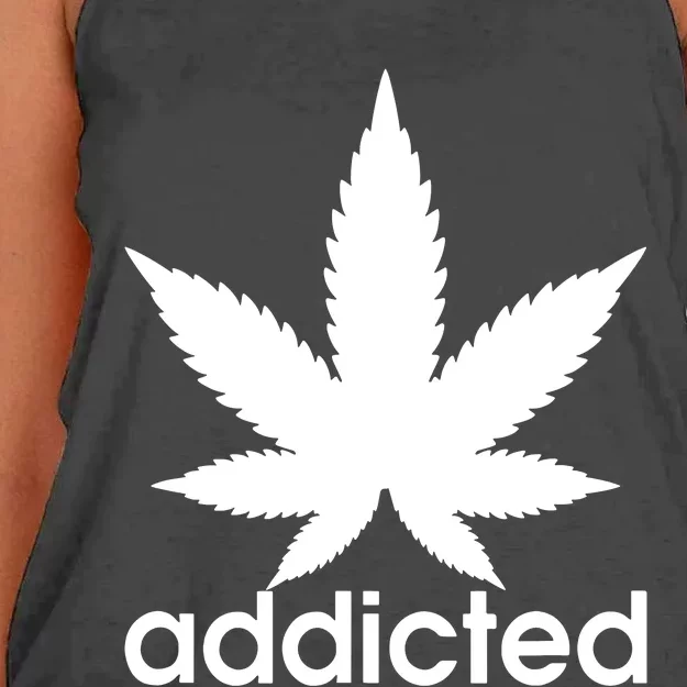 Weed Marijuana Addicted 420 Day Weed Leaf Vintage Retro Women's Knotted Racerback Tank