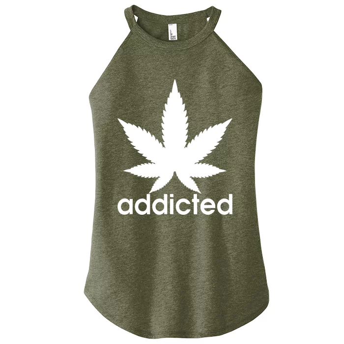 Weed Marijuana Addicted 420 Day Weed Leaf Vintage Retro Women’s Perfect Tri Rocker Tank