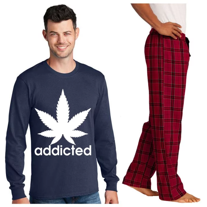 Weed Marijuana Addicted 420 Day Weed Leaf Vintage Retro Long Sleeve Pajama Set