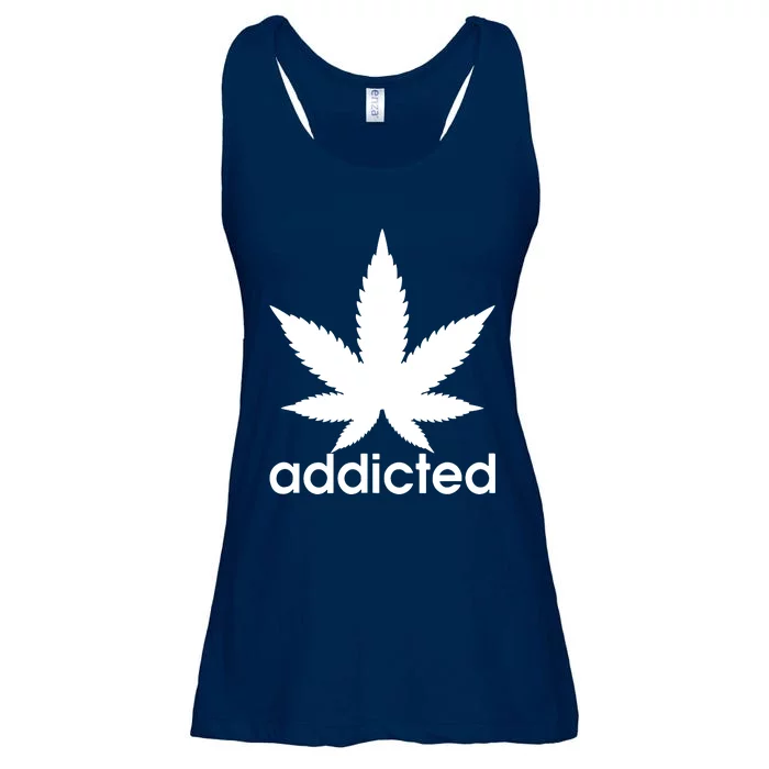 Weed Marijuana Addicted 420 Day Weed Leaf Vintage Retro Ladies Essential Flowy Tank