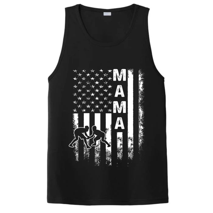 Wrestling Mama American Flag Vintage Christmas Xmas Gift Performance Tank