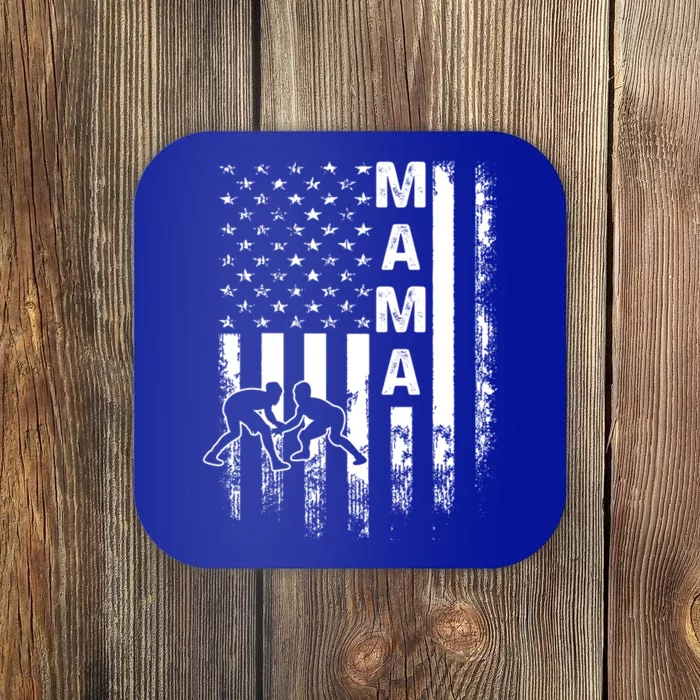 Wrestling Mama American Flag Vintage Christmas Xmas Gift Coaster