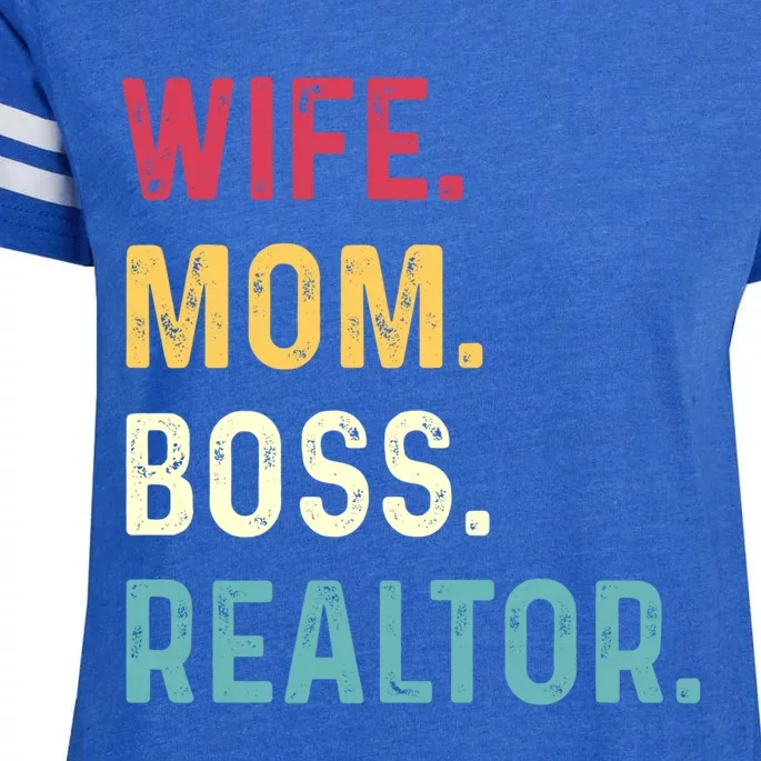 Wife Mom Boss Realtor Female Gift Enza Ladies Jersey Football T-Shirt