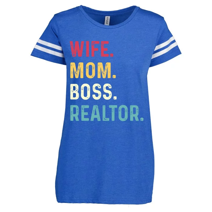 Wife Mom Boss Realtor Female Gift Enza Ladies Jersey Football T-Shirt