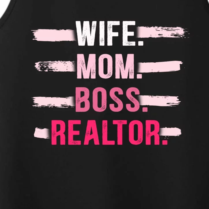 Wife Mom Boss Realtor Funny Real Estate Agent Gift Performance Tank