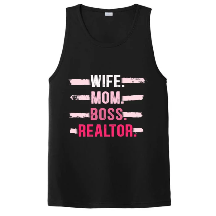 Wife Mom Boss Realtor Funny Real Estate Agent Gift Performance Tank