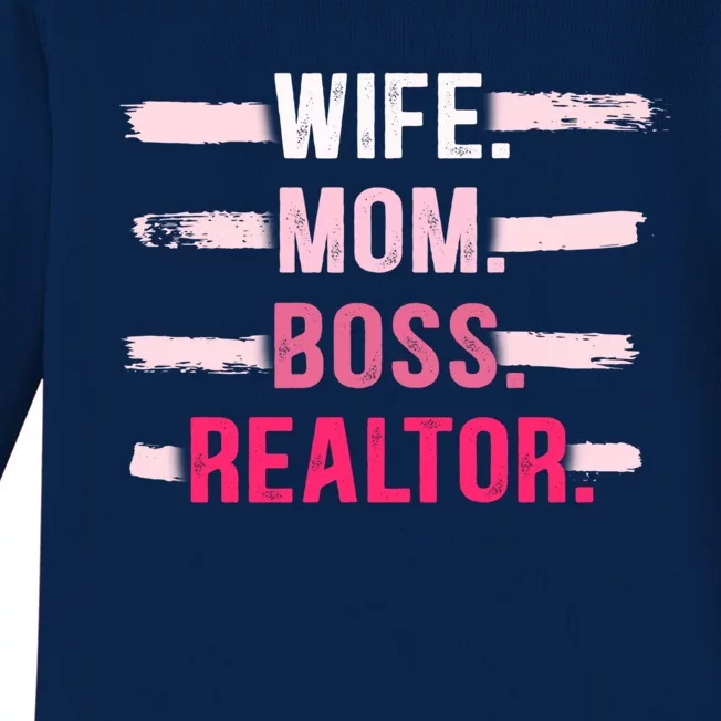 Wife Mom Boss Realtor Funny Real Estate Agent Gift Baby Long Sleeve Bodysuit