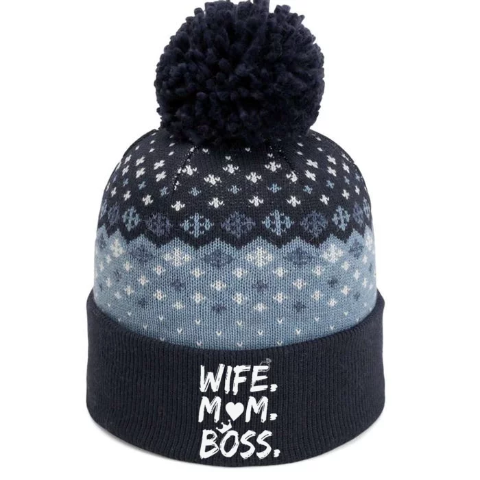 Wife Mom Boss Funny Mothers Day The Baniff Cuffed Pom Beanie