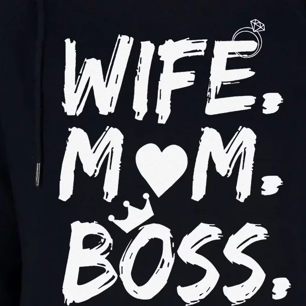 Wife Mom Boss Funny Mothers Day Womens Funnel Neck Pullover Hood