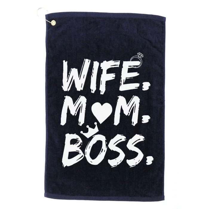 Wife Mom Boss Funny Mothers Day Platinum Collection Golf Towel