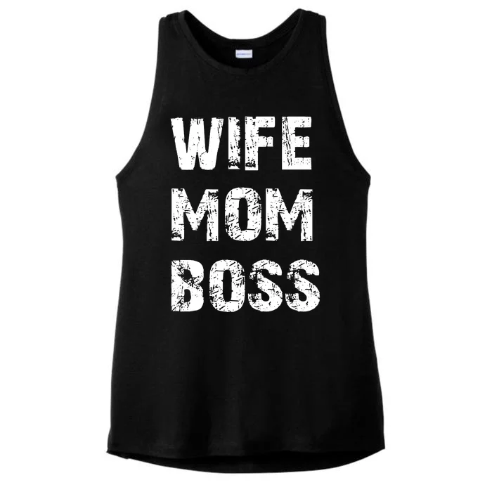 Wife Mom Boss Ladies Tri-Blend Wicking Tank