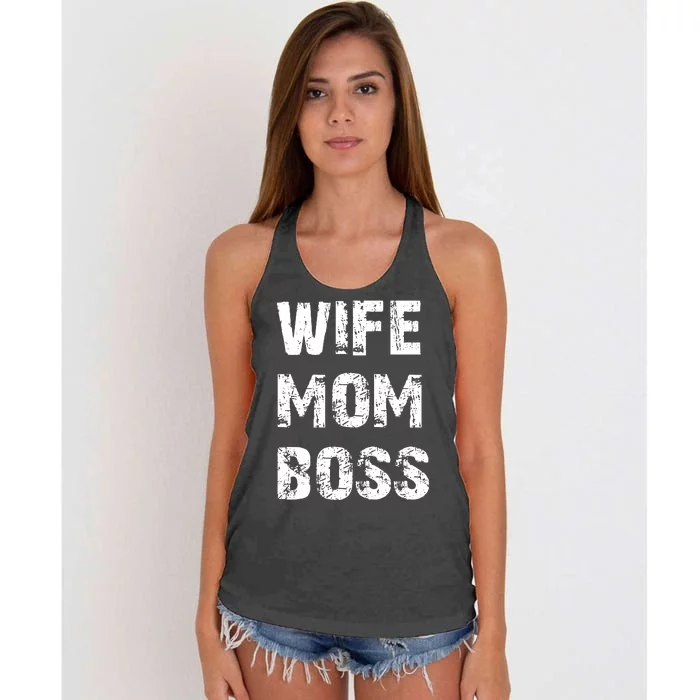 Wife Mom Boss Women's Knotted Racerback Tank