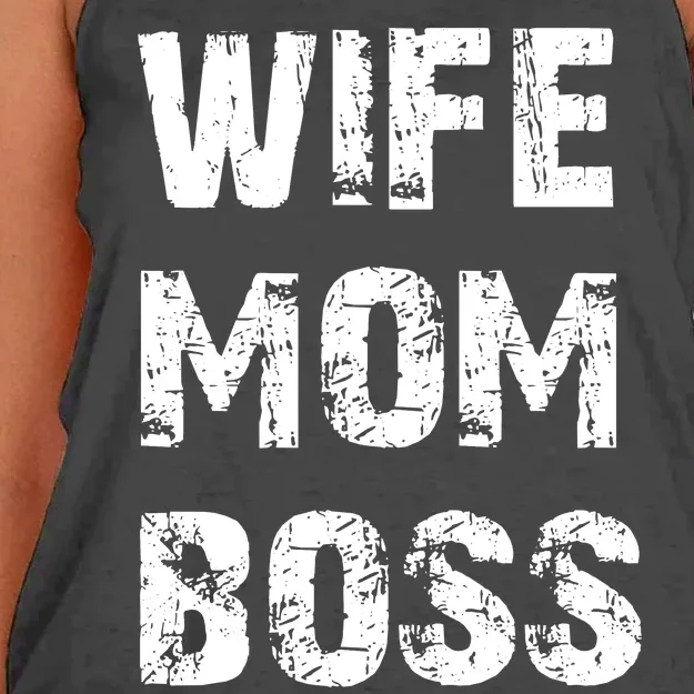 Wife Mom Boss Women's Knotted Racerback Tank